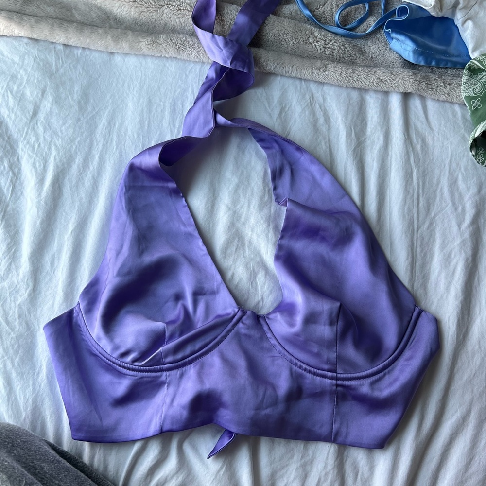 Revolve purple silk tie top size small